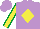 Silk - mauve, yellow diamond, yellow sleeves, emerald green seams