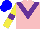 Silk - Pink, purple chevron, yellow sleeves, purple armbands, blue cap