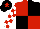 Silk - Red and black (quartered), white and red check sleeves, black cap, red star