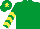 Silk - Emerald green, yellow chevrons on sleeves, yellow star on cap