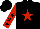 Silk - Black, red star, black stars on red sleeves, black cap