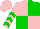 Silk - Pink and  green quarters, green chevrons on pink sleeves