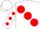 Silk - WHITE, large red spots, red spots on sleeves, white cap
