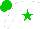 Silk - White, green star, white sleeves, green cap