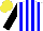 Silk - White, blue stripes, black sleeves, yellow cap