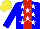 Silk - Blue, red stripe, white stars, yellow cap