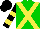 Silk - Green, yellow crossbelts, black sleeves, yellow hoops, black cap