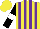 Silk - Yellow, purple stripes, black sleeves, white armbands, yellow cap