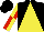 Silk - Black and yellow triangular thirds, red and yellow quartered sleeves