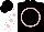 Silk - Black, pink circle,  pink dots on white sleeves, black cap