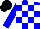 Silk - Blue and white checks, blue sleeves, black cap