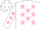 Silk - White, Pink stars, White sleeves, Pink diamonds