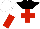 Silk - White, black yolk, red cross, white and red halved  sleeves