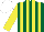 Silk - DARK GREEN and YELLOW stripes, YELLOW sleeves, WHITE cap