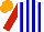 Silk - White, blue stripes, red sleeves, orange cap