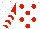 Silk - White, red dots, white chevrons on red sleeves