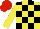 Silk - yellow and black checked, red cap