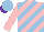 Silk - Pink, purple and light blue diagonal stripes, light blue cap, purple peak