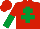 Silk - Red, emerald green cross of lorraine, halved sleeves