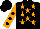 Silk - Black, orange stars, black spots on orange sleeves