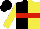 Silk - Black and yellow halved, red hoop, yellow sleeves