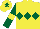 Silk - Yellow, dark green triple diamond, dark green sleeves, yellow armlets, yellow cap, dark green star