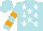 Silk - Powder blue, white stars, orange bars on slvs