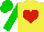 Silk - Yellow, red heart, green sleeves, green cap