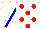 Silk - White, red spots, blue stripe on sleeves