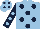 Silk - Light blue, dark blue spots, dark blue, light blue spots sleeves, light blue, dark blue spots cap