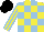 Silk - Yellow, light blue checks, yellow and light blue striped sleeves, black cap