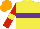 Silk - Yellow, purple hoop, red sleeves, yellow armbands, orange cap