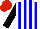 Silk - White, blue stripes, black sleeves, red cap