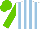 Silk - White, light blue stripes, light green sleeves, cap