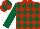 Silk - Red and dark green diamonds, dark green sleeves, quartered cap