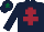 Silk - Dark blue, maroon cross of lorraine, dark blue cap, dark green star