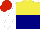 Silk - Yellow and navy blue halved horizontally, white sleeves, red cap