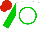 Silk - White, green circle, green sleeves, red cap