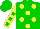 Silk - Green, yellow dots, yellow and green squares on sleeves