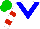 Silk - White, blue chevron, white sleeves, red hoops, green cap