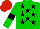 Silk - Green, black stars, green sleeves, black armbands, red cap