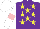 Silk - Purple, yellow stars, white sleeves, pink armbands, white cap