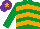 Silk - Emerald green & orange chevrons, purple cap, orange star