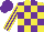 Silk - Yellow and purple check, purple and yellow striped sleeves, purple cap