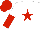 Silk - White, red star, halved sleeves, red cap