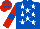 Silk - Royal blue, white stars, red sleeves, royal blue armlets and stars on red cap