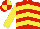 Silk - red , yellow chevrons, yellow sleeves, quartered cap