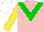 Silk - Pink, green chevron, yellow sleeves, white cap