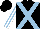 Silk - Black, light blue crossbelts, light blue and white striped sleeves, black cap