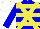 Silk - Blue, yellow crossbelts, yellow hoops, white cap